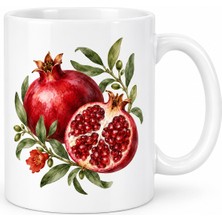 Esranın Dünyası Nar ve Zeytin Dalları Tasarımlı Porselen Kupa - Model 273