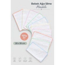 BEBEKİZ 10'lu Bebek Ağız Silme Mendili %100 Pamuk Yumuşak Bebek Mendili 20X20 cm