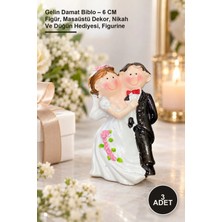 Yenilig 3 Adet Gelin Damat Biblo – 6 cm Figür, Masaüstü Dekor, Nikah ve Düğün Hediyesi, Figurine