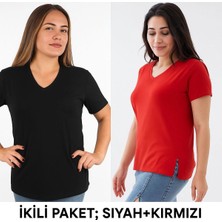 City Center Fashion Kadın V Yaka Büyük Beden T-Shirt Cty-Cnd-01