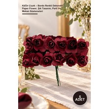 Yenilig 5 Adet Kâğıt Çiçek – Bordo Renkli Dekoratif Paper Flower, Şık Tasarım, Parti ve Mekan Süslemeleri