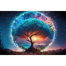 DIGITRA-UTOPIA-009-TREE-OF-LIFE-COLORFUL Renkli Hayat Ağacı Kanvas Tablo