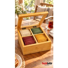 Bymyhand Bambu 4 Bölmeli Çay Kutusu Dekoratif Kutu Çok Amaçlı Kutu