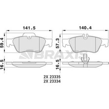 Braxis Braxıs Fren Balatası Arka W203 04>07 S203 04>07 C209 06>09 A209 04>05 C219 04>10 C218 11>17 W211 03>08