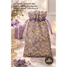 Yenilig 10 Adet Tül Kese – Desenli Mor 15X25 cm Hediye Kesesi Kese Torbası Tulle Pouch