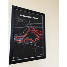Ozn 3D Tech Istanbul Park F1 Yarış Pisti 3D Çerçeveli Tablo A4 - Formula 1 Kırmızı Pist Haritası Masa ve Duvar Dekoru