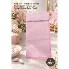 Yenilig 5 Adet Tül Kese – 15X25 cm Pembe Nikah Şekeri Torbası ve Hediye Kesesi Tulle Pouch