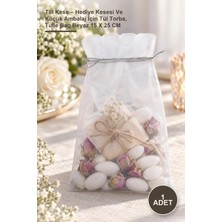 Yenilig 1 Adet Tül Kese – Hediye Kesesi ve Küçük Ambalaj Için Tül Torba, Tulle Bag Beyaz 15 x 25 cm