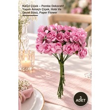 Yenilig 3 Adet Kâğıt Çiçek – Pembe Dekoratif Yapım Amaçlı Çiçek, Hobi ve Davet Süsü, Paper Flower
