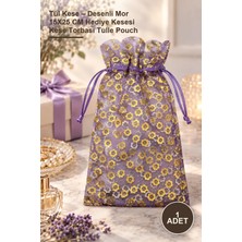Yenilig 1 Adet Tül Kese – Desenli Mor 15X25 cm Hediye Kesesi Kese Torbası Tulle Pouch