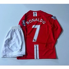 Efsane Şampiyonlar Ligi Cristiano Ronaldo Uzun-Kol Çocuk Forması 2 Li Set Kırmızı