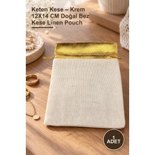 Yenilig 1 Adet Keten Kese – Krem 12X14 cm Doğal Bez Kese Linen Pouch