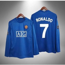 Ronaldo Manchester United Mavi Uzun Kolu Retro Futbol Forması