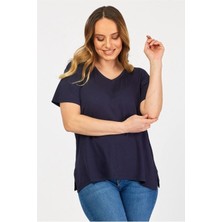 City Center Fashion Kadın V Yaka Büyük Beden T-Shirt Cty-Cnd-01