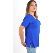 City Center Fashion Kadın V Yaka Büyük Beden T-Shirt Cty-Cnd-01