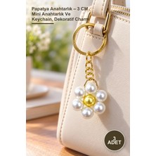 Yenilig 3 Adet Papatya Anahtarlık – 3 cm Mini Anahtarlık ve Keychain, Dekoratif Charm