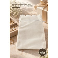 Yenilig 2 Adet Saten Kese – Takı Kesesi ve Hediyelik Paketleme, Satin Pouch, Saten Kumaş Kemik Renk 12X14 cm
