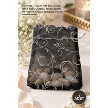 Yenilig 1 Adet Tül Kese – 12X14 cm Boy, Siyah Renk Kese Çantası, Nikah Şekeri ve Hediye Kesesi, Organza Pouch
