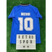 Retro Arjantin Messi Mavi Yakalı Milli Takım Futbol Forması 1