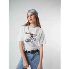 City Center Fashion Bisiklet Yaka The Centaur Üzüm Baskılı Kısa Kol Kalın T-Shirt CTY-LBN-7233