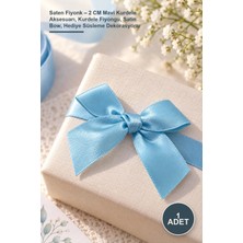 Yenilig 1 Adet Saten Fiyonk – 2 cm Mavi Kurdele Aksesuarı, Kurdele Fiyongu, Satin Bow, Hediye Süsleme Dekorasyonu