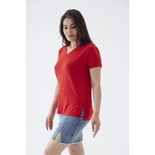 City Center Fashion Kadın V Yaka Büyük Beden T-Shirt Cty-Cnd-01