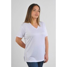 City Center Fashion Kadın V Yaka Büyük Beden T-Shirt Cty-Cnd-01