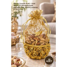 Yenilig 10 Adet Plastik Çerezlik Kutu – Gold Renkli 14 cm Atıştırmalık Saklama Kabı, Snack Container
