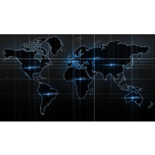 DIGITRA-WRL-002- Dijital Dünya Haritası World Map Kanvas Tablo
