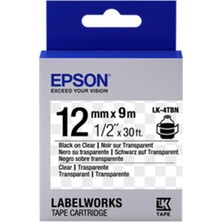 Epson Lk-4tbn Şeffaf Üzeri Siyah 12MM 9metre Etiket