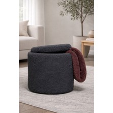 Eda Hacıoğlu Edam Bedding Group Peluş Sandıklı Çok Amaçlı Puf Koltuk Antrasit
