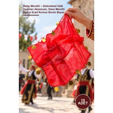 Yenilig 10 Adet Halay Mendili – Geleneksel Halk Oyunları Aksesuarı, Dans Mendili Dance Scarf Kırmızı Bordo Beyaz