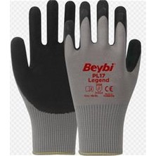 Beybi Pl-17 10 Beden Gri-Siyah 12LI Paket Legend Polyester Örme Lateks Eldiven