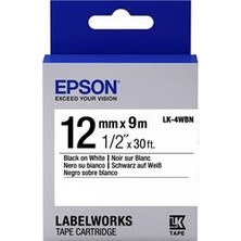 Epson LK-4WBN Standart Beyaz Üzeri Siyah 12MM 9metre Etiket