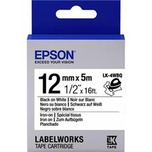 Epson LK-4WBQ Ütüyle Transfer Beyaz Üzeri Siyah 12MM 9metre Etiket