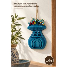 Yenilig 5 Adet Şekilli Seramik Duvar Süsü – Dekoratif Duvar Dekoru, Seramik Figür, Duvar Aksesuarı, Wall Decor, Ceramic Ornament