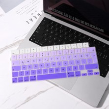 Sneezy MacBook Air 13.6 Inç M2 M3 M4 M5 A2681 A3113 A3240 A3449 Uyumlu Türkçe Q Klavye Koruyucu Mor Ombre