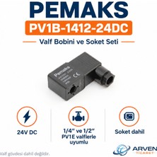 Pemaks PV1B-1412-24DC 24V Dc Valf Bobini ve Soket Seti – 1/4″ ve 1/2″ PV1E Uyumlu