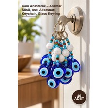 Yenilig 40 Adet Cam Anahtarlık – Anahtar Süsü, Askı Aksesuarı, Keychain, Glass Keyring