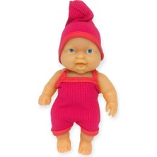 20 cm Sevimli Et Bebek - Çıkarılabilir Neon Kıyafetli Gerçekçi Oyuncak Bebek   - Pembe (Lisinya)