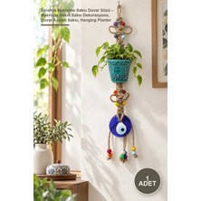 Yenilig 1 Adet Seramik Makrome Saksı Duvar Süsü – Makrome Askılı Saksı Dekorasyonu, Duvar Asmalı Saksı, Hanging Planter