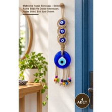 Yenilig 4 Adet Makrome Nazar Boncuğu – Dekoratif Asma Süsü ve Duvar Aksesuarı, Nazar Bead, Evil Eye Charm