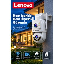 Lenovo 2k Çift Lensli Wifi Dış Mekan Güvenlik Kamerası 360° Ptz, IP67, Hareket Algılama, Renkli Gece Görüşü, Çift Yönlü Ses