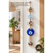 Yenilig 10 Adet Makrome Nazar Boncuğu – Makrome Süs El Işi, Nazar Amuleti, Duvar Asması, Dekoratif Evil Eye Charm