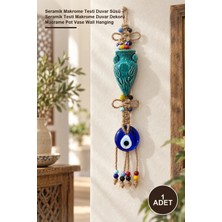 Yenilig 1 Adet Seramik Makrome Testi Duvar Süsü – Seramik Testi Makrome Duvar Dekoru Macrame Pot Vase Wall Hanging