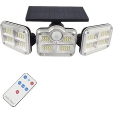 Go İthalat 3 Başlıklı 122 LED Solar Güneş Enerjili Bahçe Aydınlatması Hareket Sensörlü Dış Mekan Duvar Lambası
