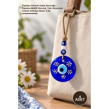 Yenilig 4 Adet Papatya Desenli Nazar Boncuğu – Papatya Motifli Boncuk, Takı Aksesuarı, Charm, Evil Eye Bead, 2 No
