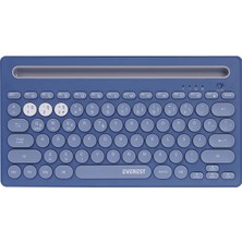 Str Store KB-BT84 Bluetooth 5.0 Ultra Ince+Şarjlı Q Mac/win/android/ıos Tv-Telefonlara Uyumlu 10 Metre Mesafeli Sürekli Kullanımda 2.5 Saat Şarjlı Tüm Akıllı Cihazlara Uyumlu Kablosuz Klavye (Mavi/gri)