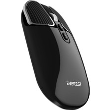Str Store Everest SM-620 2in1 Bluetooth+2,4ghz Şarjlı Metalik Süper Sessiz Mobil-Tv-Pc Destekli Kablosuz Mouse (Siyah)