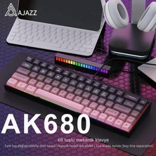 Str Store 65% Kablolu Hotswap Mekanik Oyun Klavyesi,68 Tuşlu Taşınabilir Anti-Ghosting Klavye,gökkuşağı Arkadan Aydınlatmalı Programlanabilir,ergonomik, Ajazz AK680 Pembe | Brown Switch